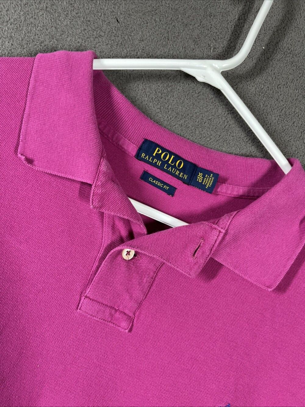 Polo Ralph Lauren Men's Golf Shirt XL Pink  Classic Fit Short Sleeve Textured